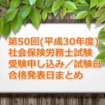 第50回(平成30年度)社労士試験の受験案内(申し込み期間、試験日、合格発表日など)